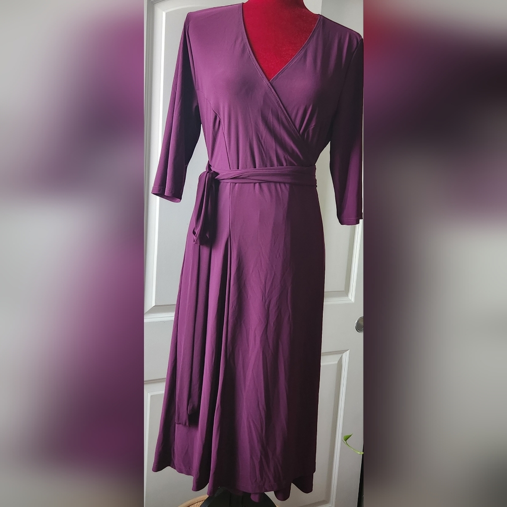 Kiyonna Essential Wrap Dress in Plum Passion